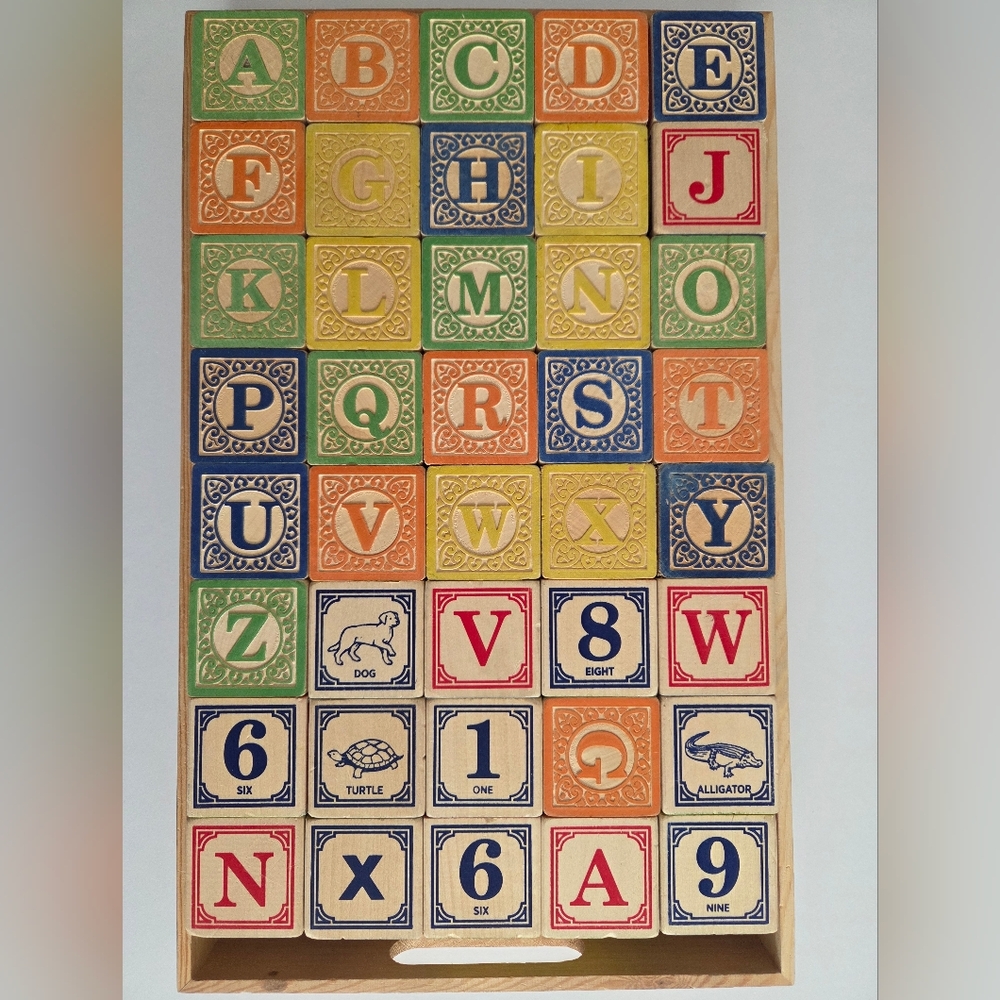 Vintage Uncle Goose Classic Alphabet Blocks, Used, Basswood, 40 Blocks